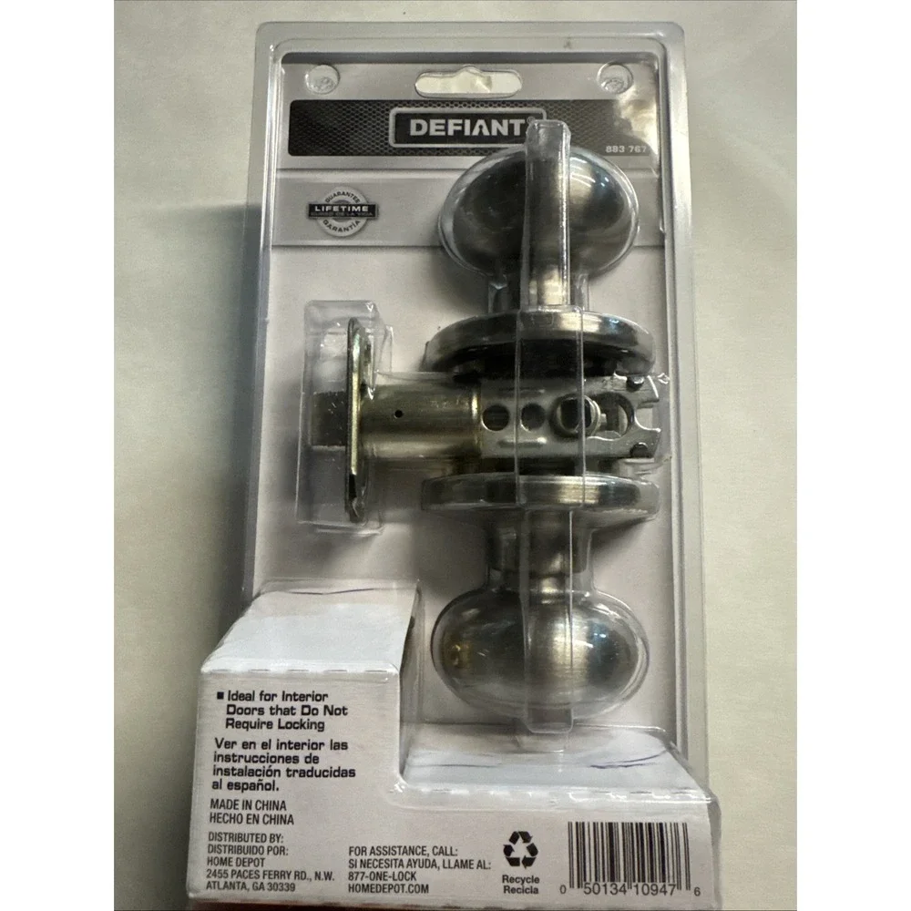 Defiant Hartford Collection Hall And‎ Closet Door Knob Non- Locking - NEW